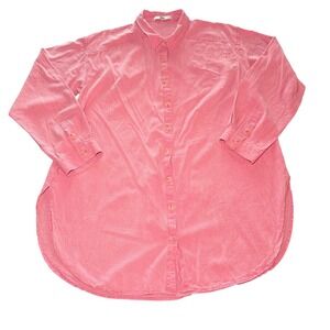 Lilit Womens Button Down Shirt Long Sleeve Pink Viscose Linen Blend Size‎ L